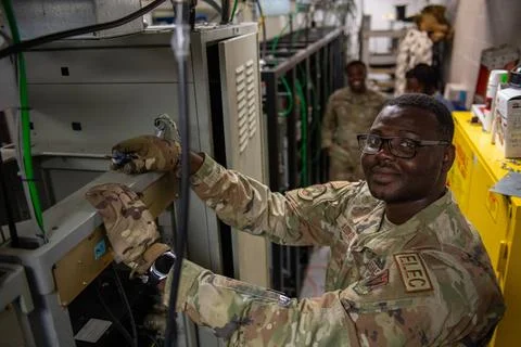RECORD DATE NOT STATED  U.S. Air Force Airman 1st Class Arnold Abikou, 23r... Foto stock