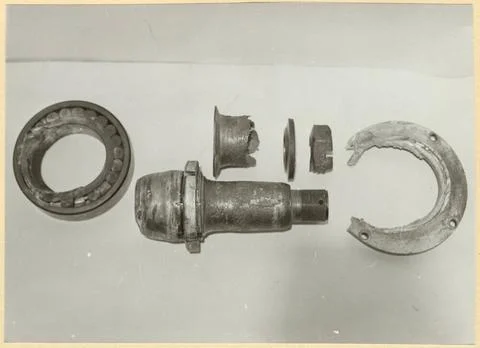 RECORD DATE NOT STATED Various items for wheel axle. Documentation of Axel... Stock Photos