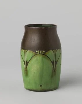 RECORD DATE NOT STATED  Vase decorated with stylized pattern in brown and ... Stock Photos