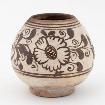 RECORD DATE NOT STATED  Vase . Sandstone, white slip painted in brown unde... Photos