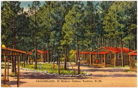 RECORD DATE NOT STATED Vaughnland, 20 modern cabins, Ruidoso, N. M. , Cabi... Stock Photos