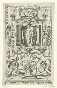 RECORD DATE NOT STATED  Venus and Amor in a rectangular frame, RenÃ Boyvin.. 写真素材