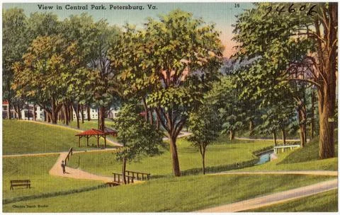 RECORD DATE NOT STATED View in Central Park, Petersburg, Va. , Parks, Tich... Stock Photos