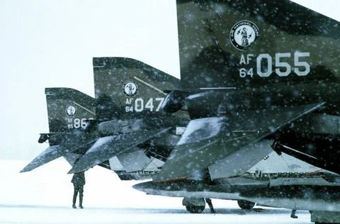 RECORD DATE NOT STATED A view of tails of parked RF-4C Phantom II aircraft... Foto stock