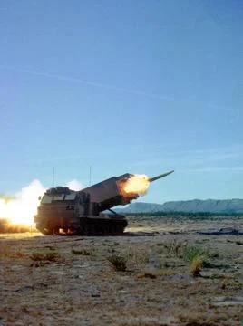 RECORD DATE NOT STATED A view of Multiple Launch Rocket System (MLRS) firi... 库存照片