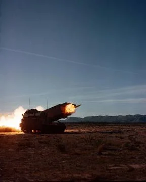 RECORD DATE NOT STATED A view of a Multiple Launch Rocket System (MLRS) fi... 库存照片