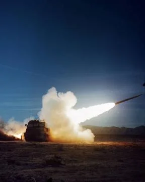 RECORD DATE NOT STATED A view of a Multiple Launch Rocket System (MLRS) fi... 库存照片