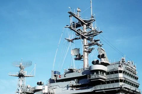 RECORD DATE NOT STATED A view of the antenna array on the island structure... Stock Photos