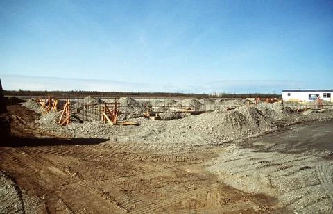 RECORD DATE NOT STATED A view of the site of the foundation for an avionic... Stock Photos
