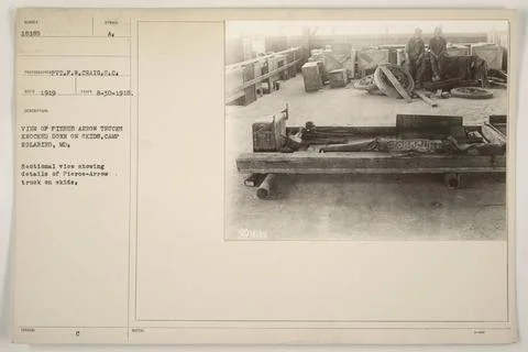 RECORD DATE NOT STATED  A view of Pierce Arrow trucks knocked down on skid... Stock Photos