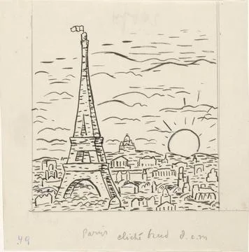 RECORD DATE NOT STATED  View of the Eiffel Tower in Paris, Leo Gestel, 193... Stock Photos