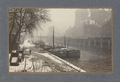 RECORD DATE NOT STATED  View of Paris in the snow with Notre -Dame, Anonym... Stock Photos