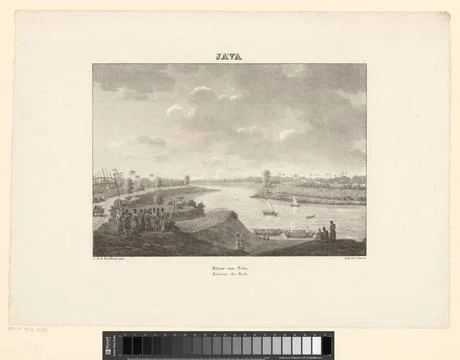 RECORD DATE NOT STATED  View of the Solo River in Java, Jean Baptiste Ambr... Stock Photos