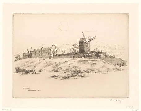 RECORD DATE NOT STATED  View of Montmartre, Eugene Bejot, 1913 print Paris... Stock Photos