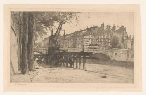 RECORD DATE NOT STATED  View of the Seine in Paris, Willem Adrianus Grondh... Stock Photos