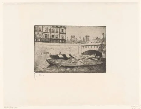 RECORD DATE NOT STATED  View of the Pont Neuf in Paris with boats, FÃ lix .. Stock-Fotos
