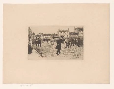 RECORD DATE NOT STATED  View of a street in Paris with a funeral processio... Stock Photos