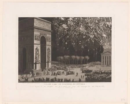 RECORD DATE NOT STATED  View of the Arc de Triomphe in Paris with firework... Stock Photos