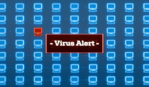 RECORD DATE NOT STATED Virus alert, computer network, warning sign. Virus ... 写真素材