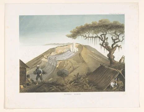 RECORD DATE NOT STATED  Volcano Gede in West-Java, Carl Wilhelm Mieling (P... Stock Photos