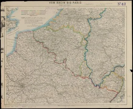 RECORD DATE NOT STATED Vom Rhein bis Paris , France, Maps, Germany, Maps, ... Foto stock