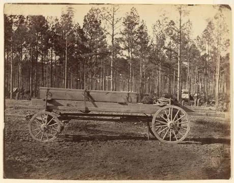 RECORD DATE NOT STATED Wagon with Oblong Box Possibly Carrying Guns or Rif... Fotos de archivo