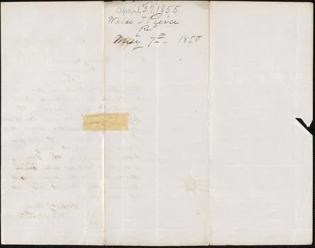 RECORD DATE NOT STATED Waldo Pierce to Ebenezer Bradbury, 27 April 1855 , ... Stock Photos