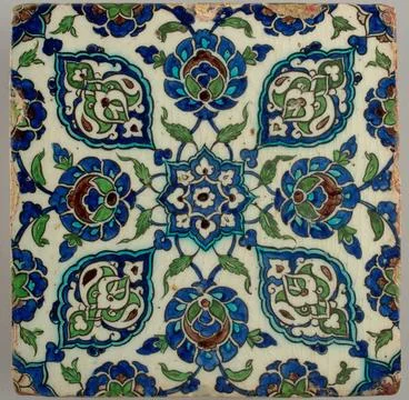 RECORD DATE NOT STATED Wall Tile (Ottoman Empire (present day Syria)); lea... Stock Photos