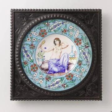 RECORD DATE NOT STATED  Wall plate with Odalisque, ThÃ odore Deck, c. 1867.. 스톡 사진