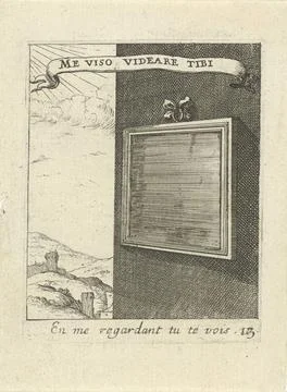 RECORD DATE NOT STATED  Wall with mirror, Albert Flamen, 1672 print A mirr... Stock Photos