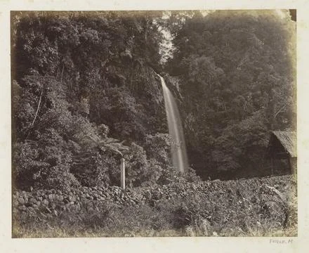 RECORD DATE NOT STATED  Waterfall at a home on Java, Woodbury &amp; Page (attr... 스톡 사진
