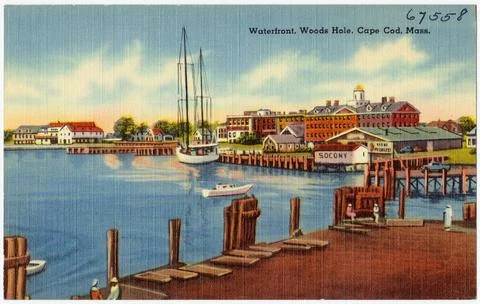 RECORD DATE NOT STATED Waterfront, Woods Hole, Cape Cod, Mass. , Harbors, ... Stock Photos