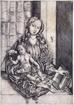 RECORD DATE NOT STATED  Wenzel von Olmütz The Madonna with the parrot. Cop.. Stock Photos
