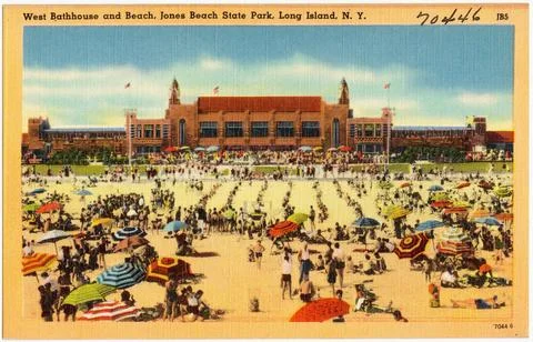 RECORD DATE NOT STATED West bathhouse and beach, Jones Beach State Park, L... Stock Photos