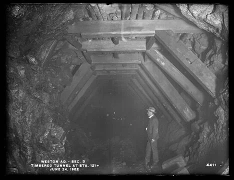 RECORD DATE NOT STATED Weston Aqueduct, Section 3, timbered tunnel, at sta... Foto stock