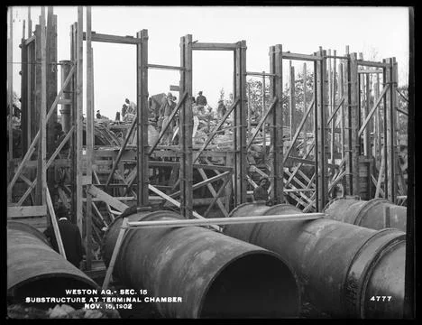 RECORD DATE NOT STATED Weston Aqueduct, Section 15, substructure at Termin... Stock Photos