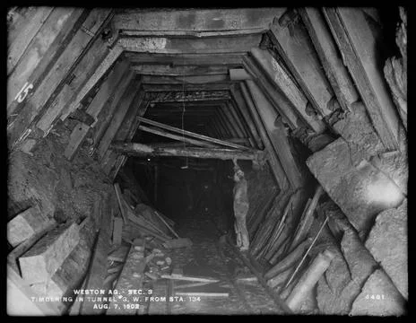 RECORD DATE NOT STATED Weston Aqueduct, Section 3, timbering in Tunnel No.... Foto stock