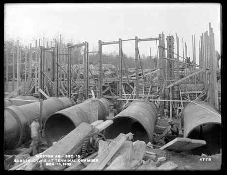 RECORD DATE NOT STATED Weston Aqueduct, Section 15, substructure at Termin... Stock Photos