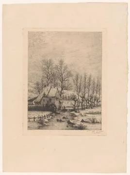 RECORD DATE NOT STATED  Winter landscape with Watermolen, Aristide de Bise... Stock-Fotos