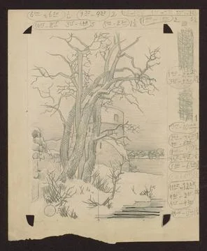 RECORD DATE NOT STATED  Winter ruins, sketches for graphics from the TRAKI... Stock Photos
