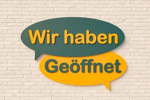 RECORD DATE NOT STATED Wir haben geöffnet (we are open) - Cartoon speech b.. 写真素材