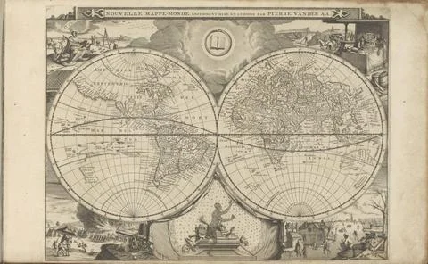 RECORD DATE NOT STATED  World Map, 1669 - 1733 Map of the world in two hem... Foto stock