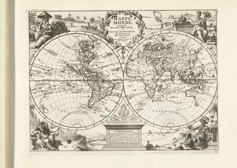 RECORD DATE NOT STATED  World Map, 1726, 1726 print World map with the two... Stock Photos