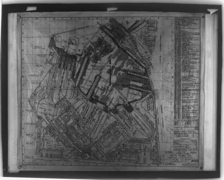 RECORD DATE NOT STATED  Yard Survey Map with Graphic Coordinates. Glass Pl... Stock Photos