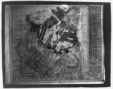 RECORD DATE NOT STATED  Yard Survey Map with Graphic Coordinates. Glass Pl... Stock Photos