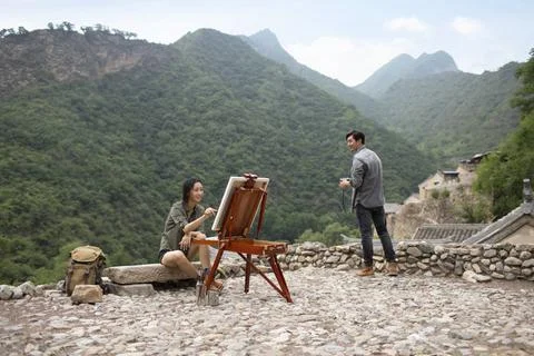 RECORD DATE NOT STATED Young Chinese couple in village Beijing China Copyr... Fotos de archivo