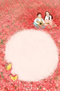 RECORD DATE NOT STATED Young couple sitting in roses Beijing China Copyrig... Stock Photos