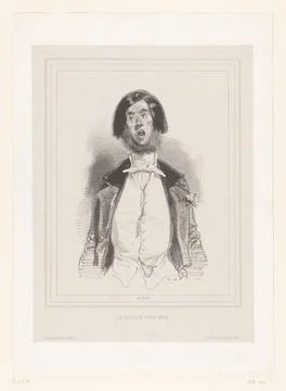 RECORD DATE NOT STATED  Zingende man, paul gavarni, 1844 print Paris paper... Stock Photos
