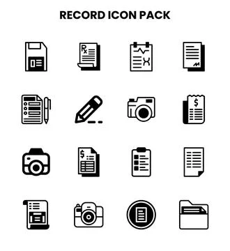 Record DuoTone Bundle Icons Pack Stock Illustration