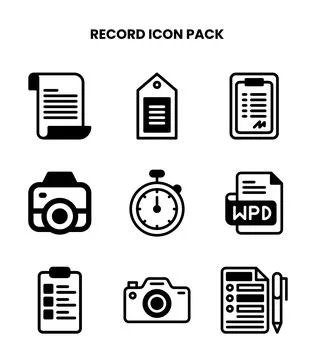 Record DuoTone Collection Icons Pack Stock Illustration